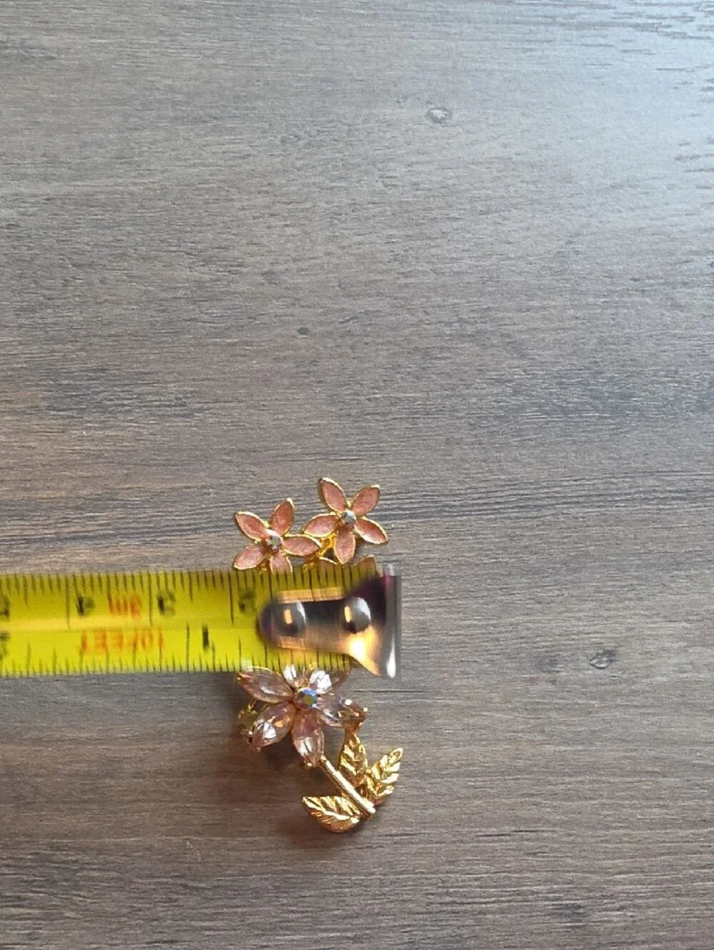 Gold-Tone Pink Floral Crystal Brooch - Women Jewelry